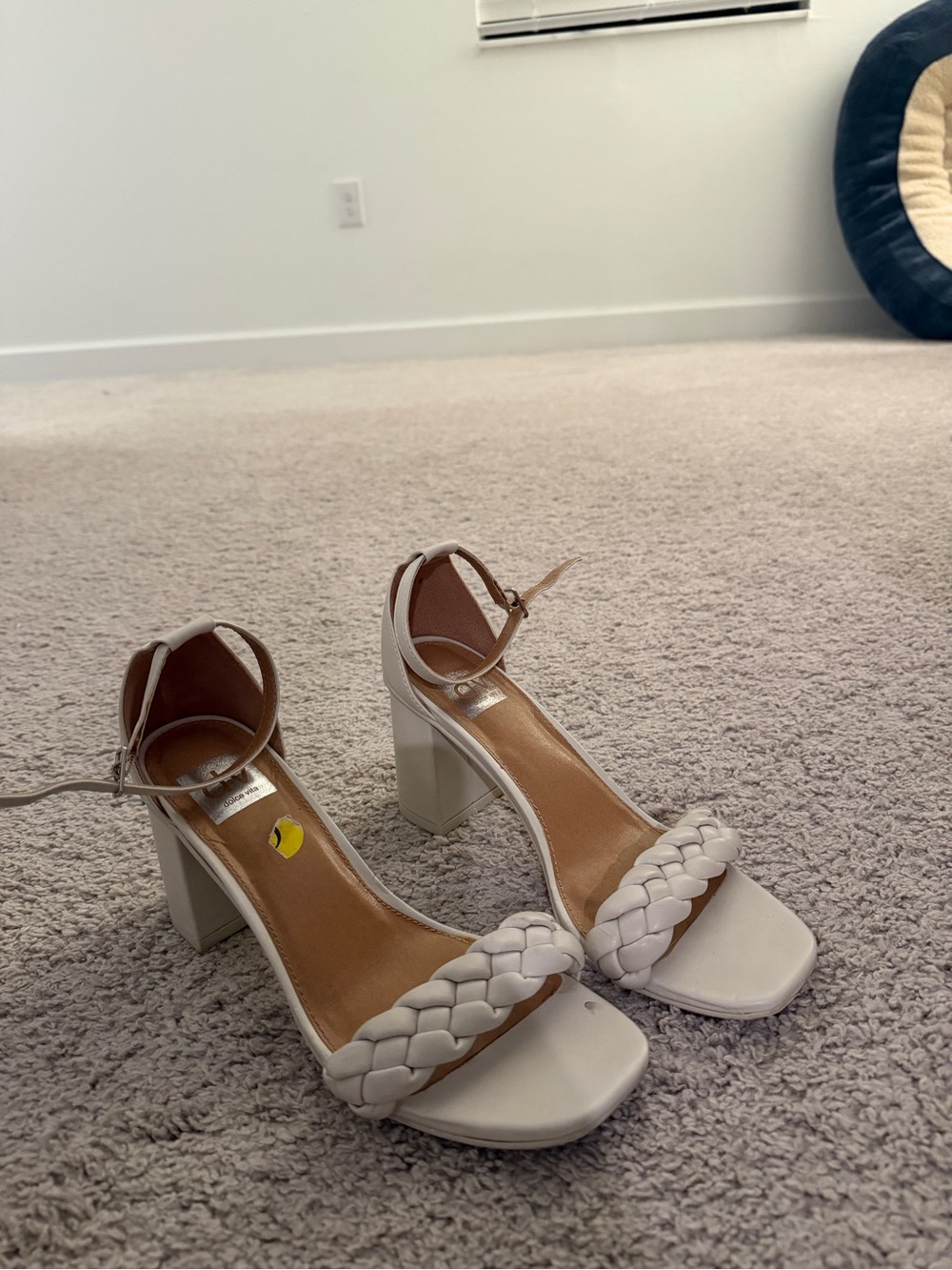 DV by Dolce Vita Cream Braided Strap Block Heels